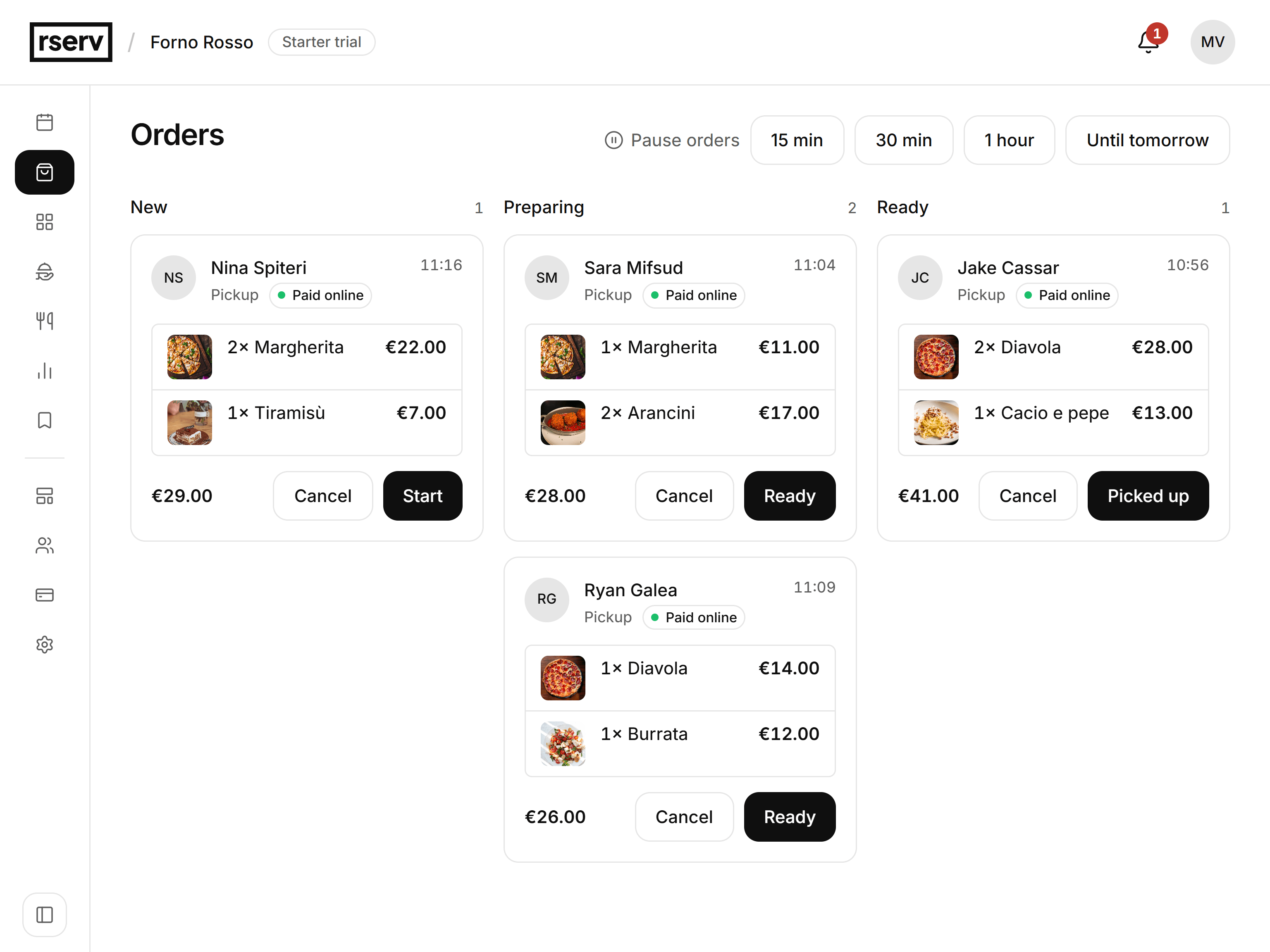 The rserv dashboard: pickup orders from new to ready